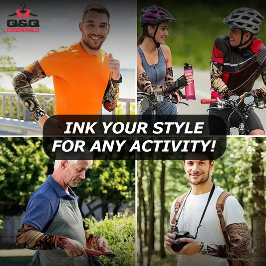 6-Pack Fake Temporary Tattoo Sleeves – Full Arm Slip-On UV Protection | Lifelike Tattoo Designs | Sunscreen Arm Covers for Men & Women