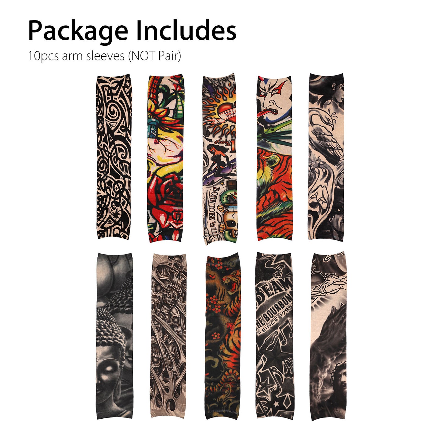 10-Pack Tattoo Arm Sleeves – UV Protection Cooling Covers for Sports, Sun & Style (Unisex)