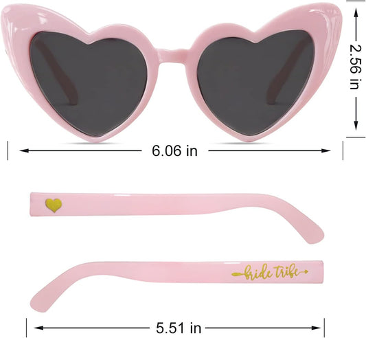 10-Pack Retro Heart Sunglasses – Bachelorette Party Favors, Bridal Shower & Bridesmaid Gifts | Fun Wedding Accessories