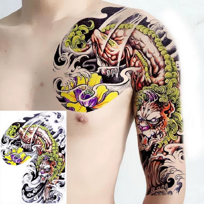 Shoulder & Upper Chest Temporary Tattoos – Japanese & Tribal Designs for Men | Waterproof Body Art | Long-Lasting & Bold