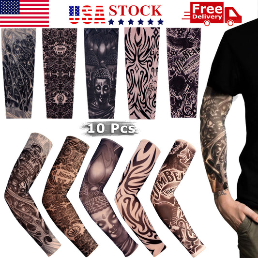 5 Pairs Tattoo Arm Sleeves – UV Protection Cooling Covers for Outdoor Activities