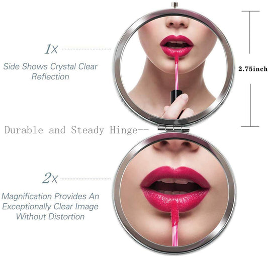 2 Pack Bachelorette Party Gifts for Bride,2 Bridesmaid Makeup Mirror,Crystal Pocket Compact Makeup Mirror Wedding Bridesmaid Gifts-Mirror for Bridal Party,Bridesmaid Proposal Gifts (Champagne)