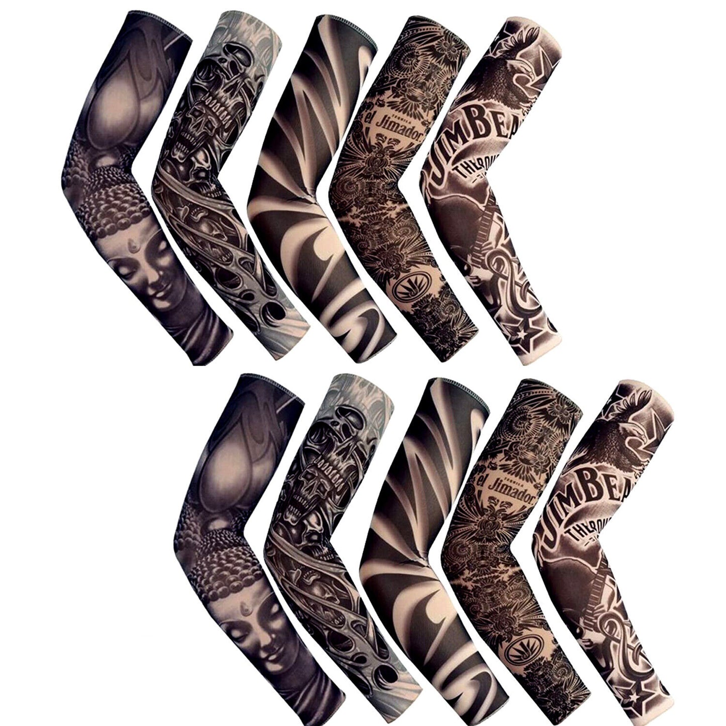 5 Pairs Tattoo Arm Sleeves – UV Protection Cooling Covers for Outdoor Activities