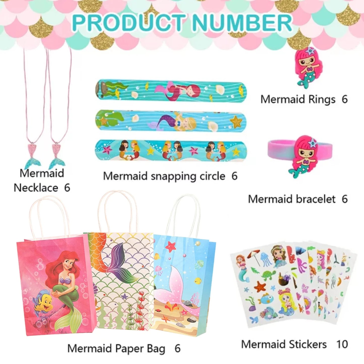 Mermaid Magic Party Pack – 40-Piece Favors Kit for Girls' Birthdays (for 6 Guests)