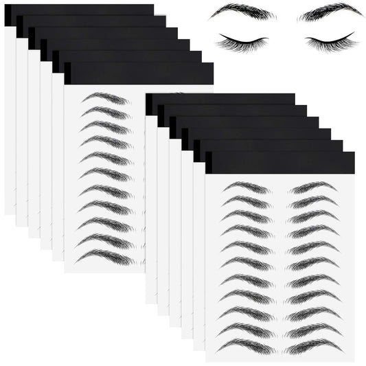 Waterproof 4D Eyebrow Tattoo Stickers – 12 Sheets, 108 Pairs of Hair-Like Temporary Eyebrows (Classic Style)
