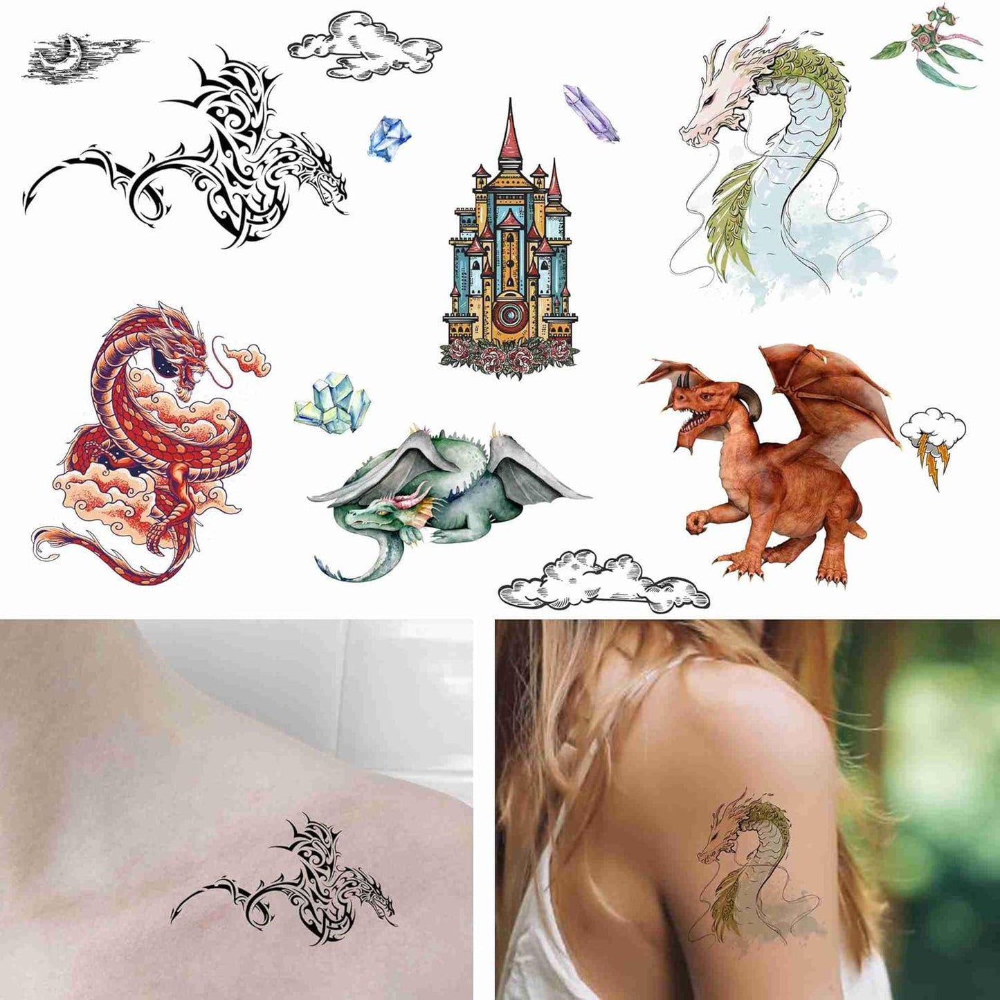 Dragon Temporary Tattoos – Bold Body Art for Arms, & Sleeves