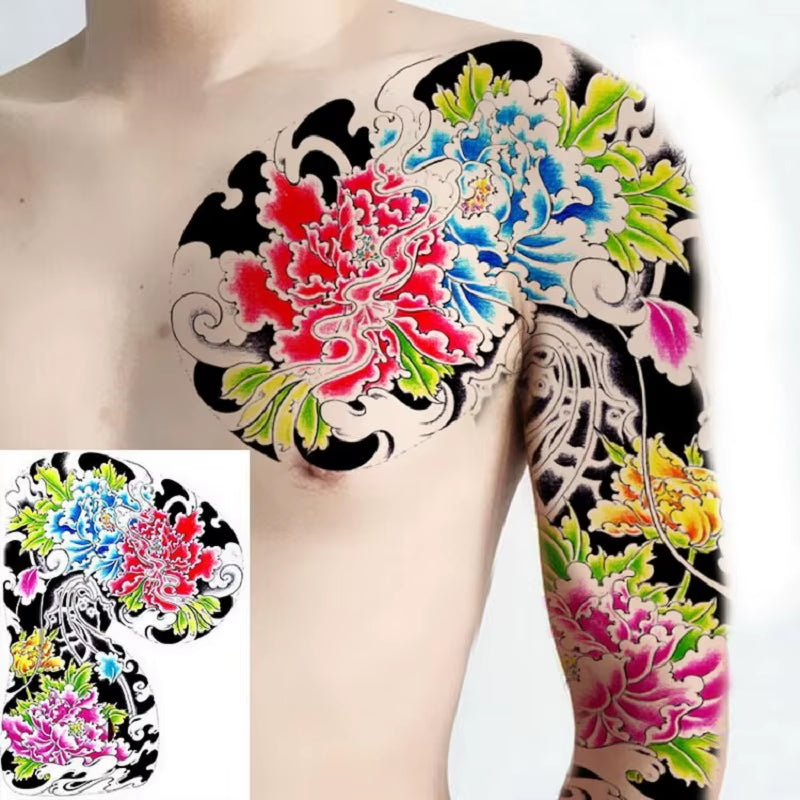 Shoulder & Upper Chest Temporary Tattoos – Japanese & Tribal Designs for Men | Waterproof Body Art | Long-Lasting & Bold