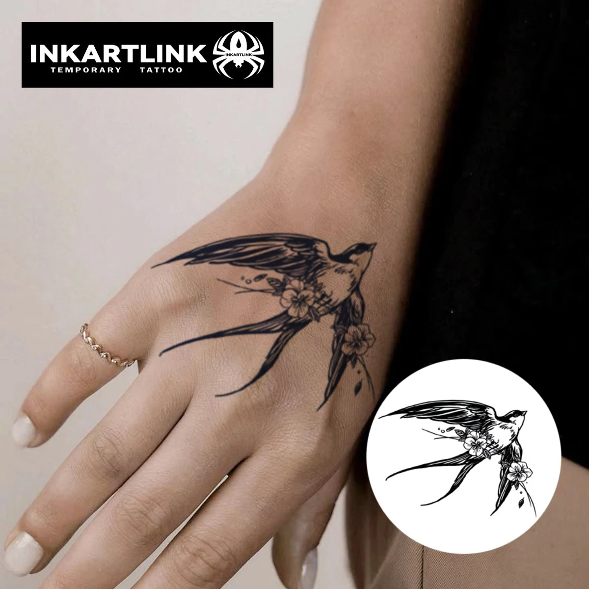 Swallow Semi-Permanent Tattoo