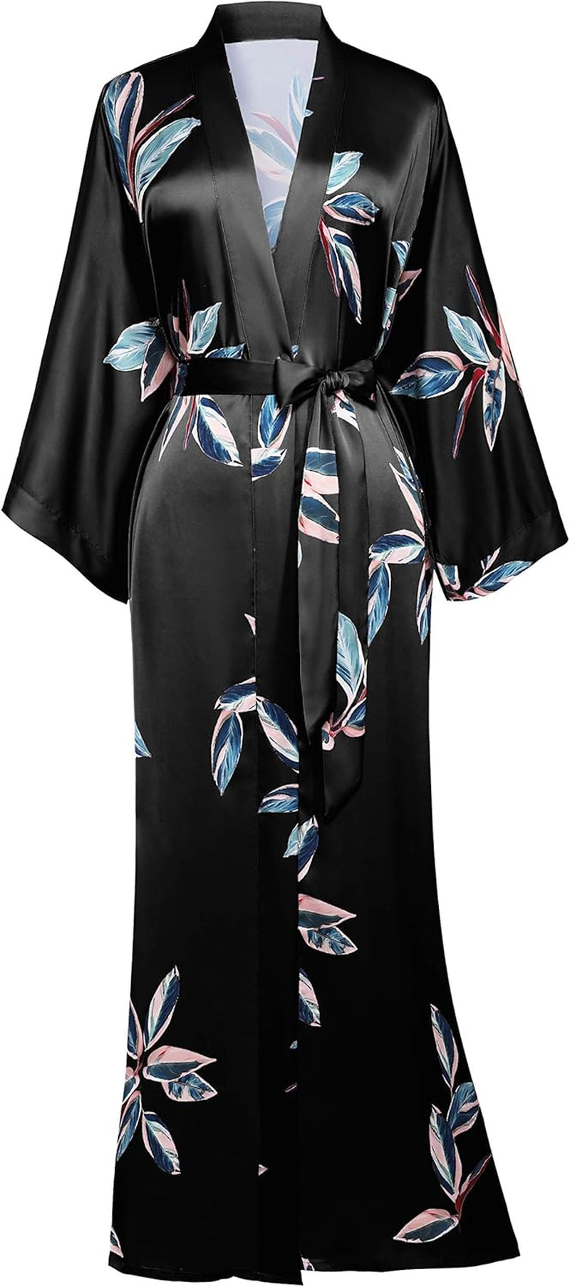 Satin Kimono Robe – Long Silky Cover-Up with Belt & Pockets | Bridal, Bachelorette & Party Robe (One Size)