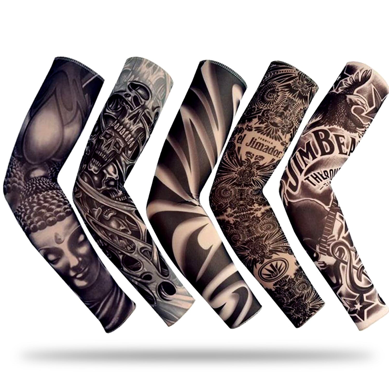 5 Pairs Tattoo Arm Sleeves – UV Protection Cooling Covers for Outdoor Activities