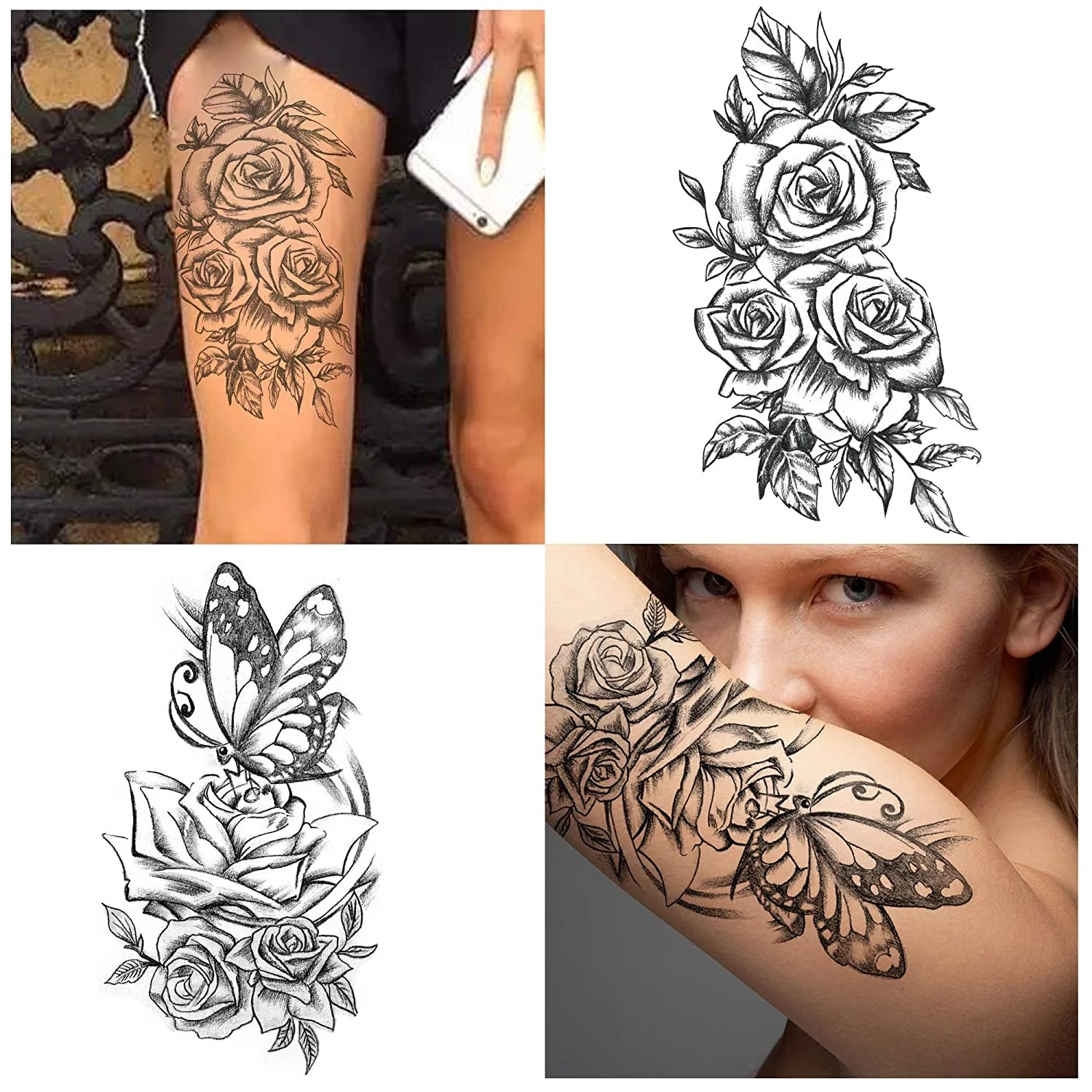 Peacock Bloom Tattoo Set – 15 Sheets of Waterproof Floral Temporary Tattoos for Women & Girls