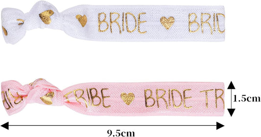 Bachelorette Party Wristbands – Pack of 12 Bride & Bride Tribe Elastic Bracelets – Pink & White Party Favors