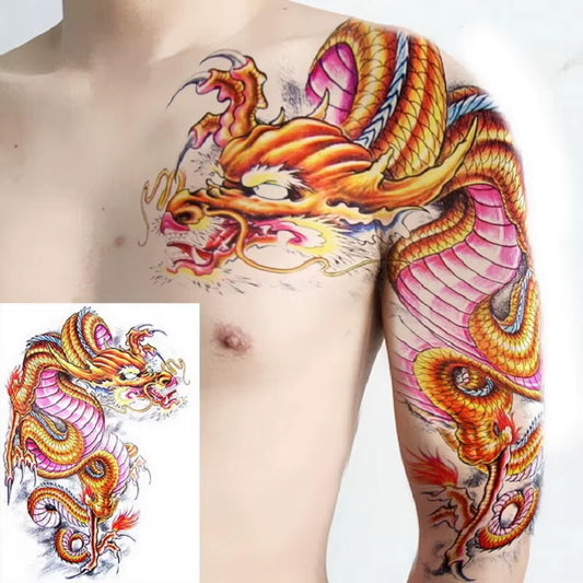 Shoulder & Upper Chest Temporary Tattoos – Japanese & Tribal Designs for Men | Waterproof Body Art | Long-Lasting & Bold