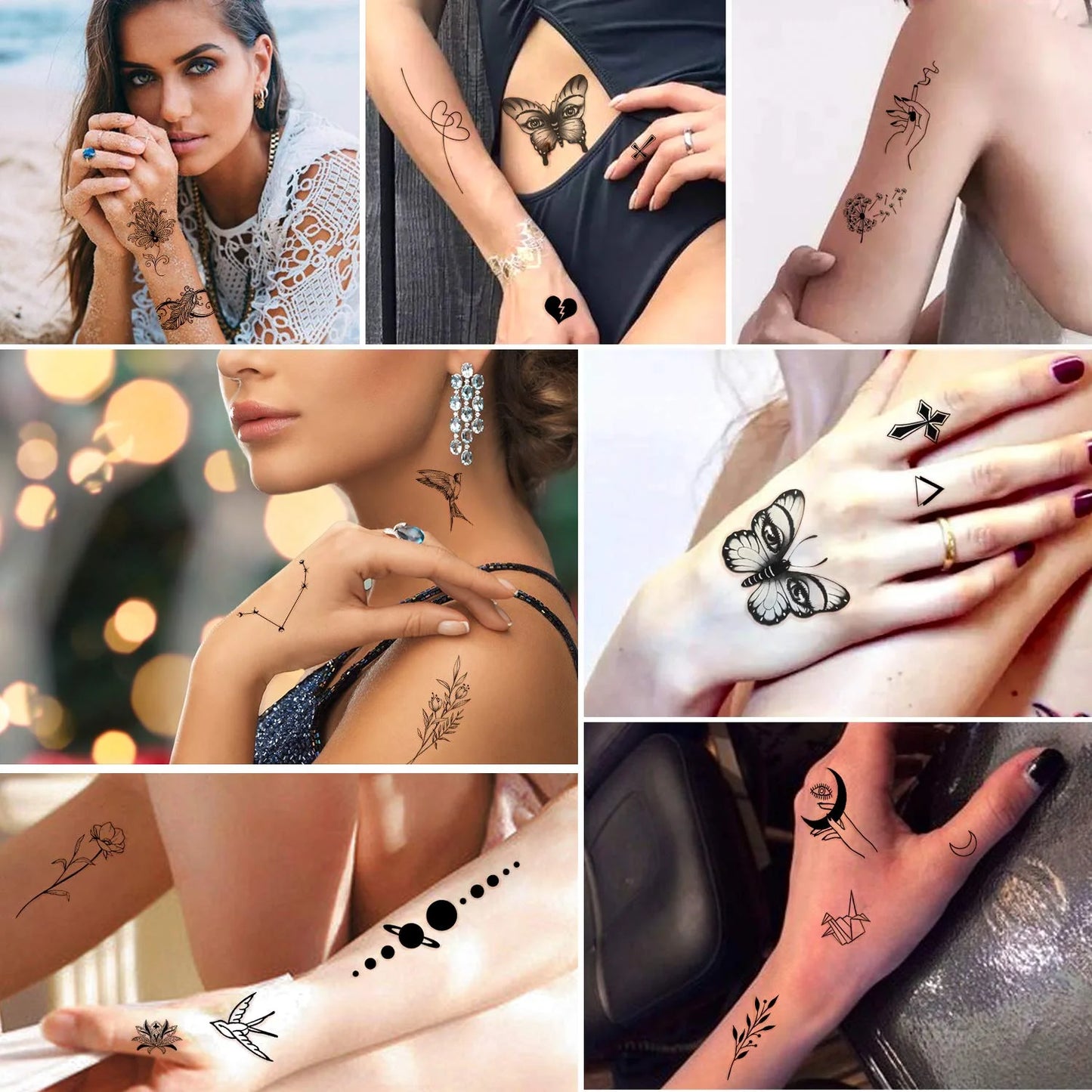 49 Sheets Flower Temporary Tattoos Sticker Large Sexy Flowers Butterfly Snake Waterproof Half Arm Fake Tattoo Sticker