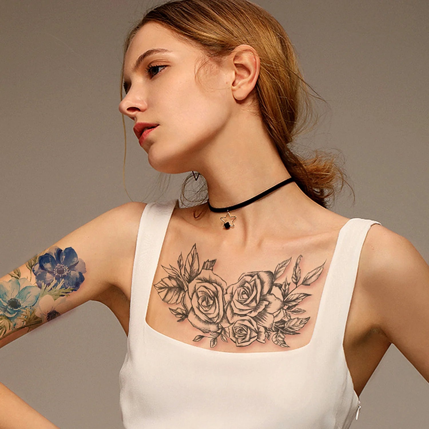 Peacock Bloom Tattoo Set – 15 Sheets of Waterproof Floral Temporary Tattoos for Women & Girls