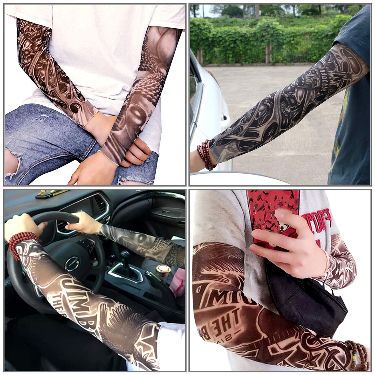 5 Pairs Tattoo Arm Sleeves – UV Protection Cooling Covers for Outdoor Activities