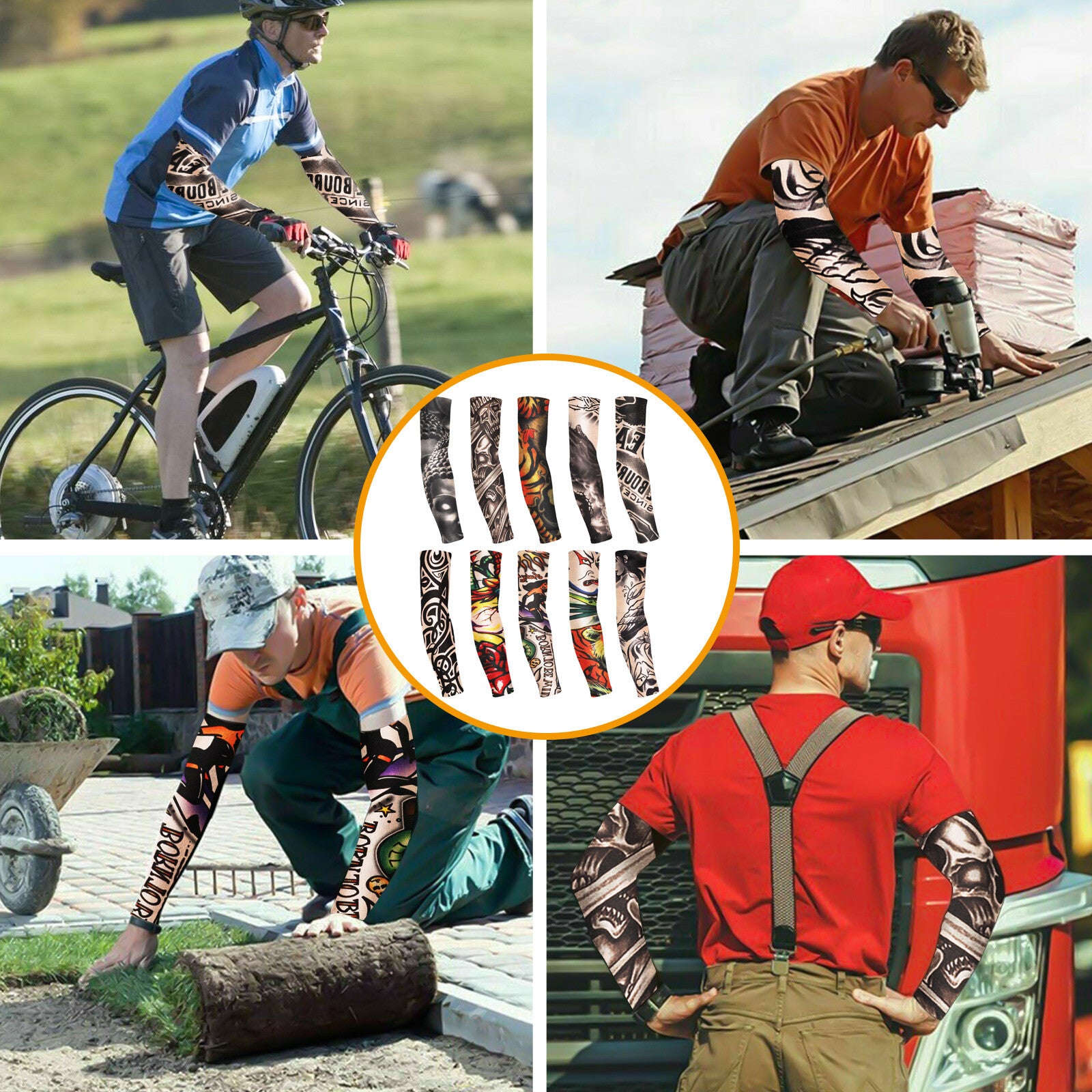 10-Pack Tattoo Arm Sleeves – UV Protection Cooling Covers for Sports, Sun & Style (Unisex)