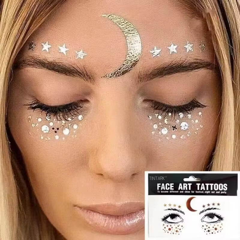 Golden Freckles Face Stickers – Glitter Face Tattoos for Festivals, Bachelorette & Party Makeup | Bright Freckle Face Jewels & Gems Decoration