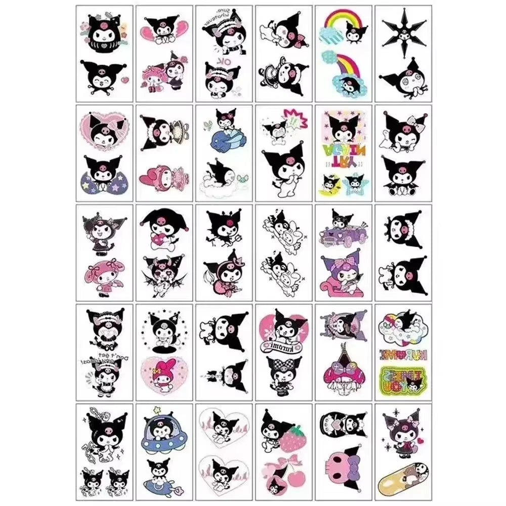 Hello Kitty Temporary Tattoos Kuromi Cute Anime Waterproof Tattoos Sanrio Durable Color Kawaii Tattoo Sticker Gifts