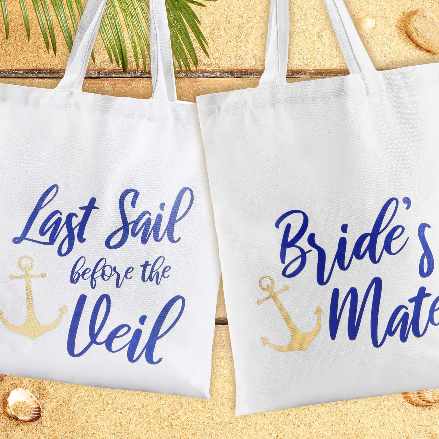 Nautical Bachelorette Party Canvas Bags – 12 Pack | “Last Sail Before the Veil” Bride & Bridesmaid Tote Bags | Nautical Bachelorette Party Favors & Decorations