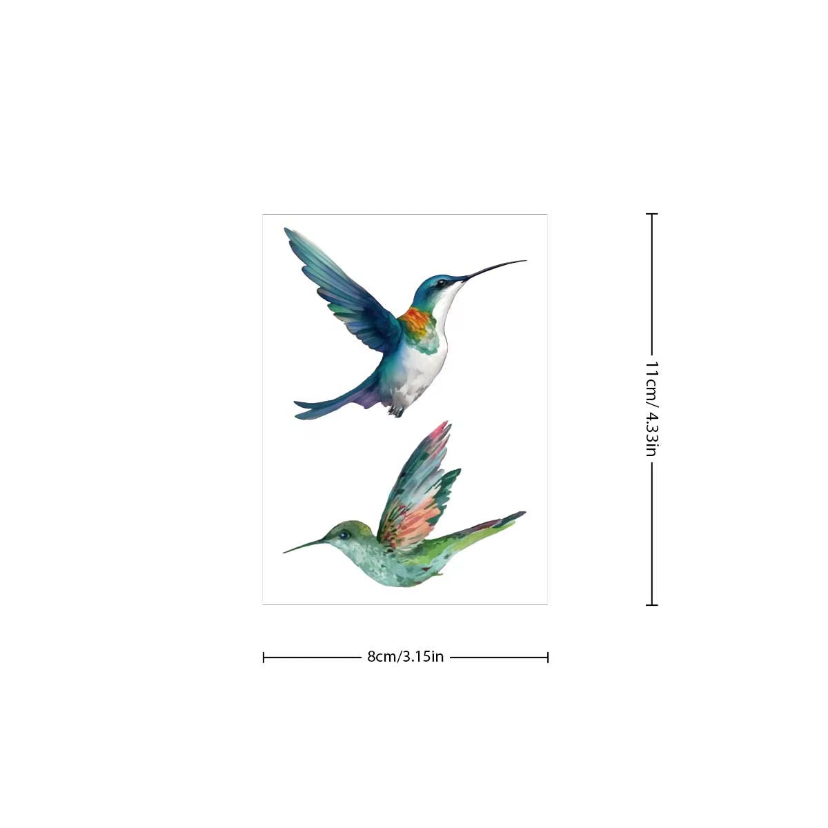 8 Sheets Watercolor Hummingbird Temporary Tattoos for Women Dragonfly Birds Body Art Tatoos Waterproof Fake DIY Painting Tattoos