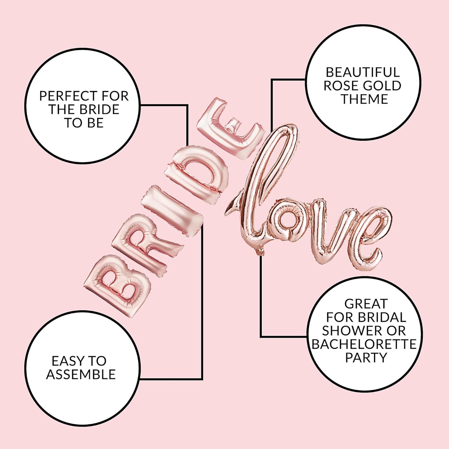 28-Piece Rose Gold Bachelorette Party Decorations Kit – Balloons, Sash, Foil Curtain & More for Bridal Shower & Engagement