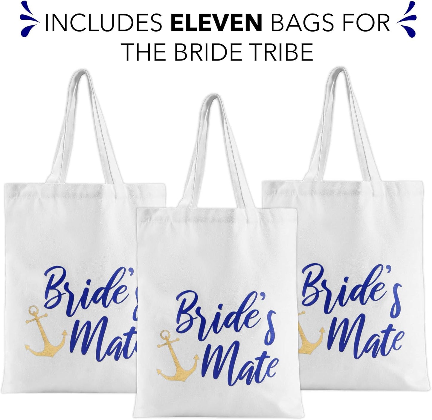 Nautical Bachelorette Party Canvas Bags – 12 Pack | “Last Sail Before the Veil” Bride & Bridesmaid Tote Bags | Nautical Bachelorette Party Favors & Decorations