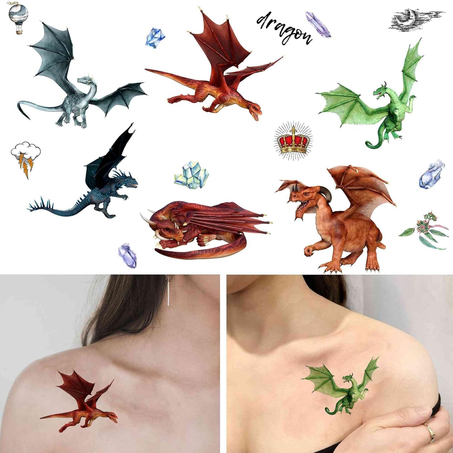 Dragon Temporary Tattoos – Bold Body Art for Arms, & Sleeves