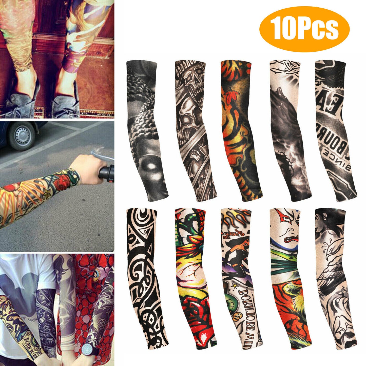 10-Pack Tattoo Arm Sleeves – UV Protection Cooling Covers for Sports, Sun & Style (Unisex)