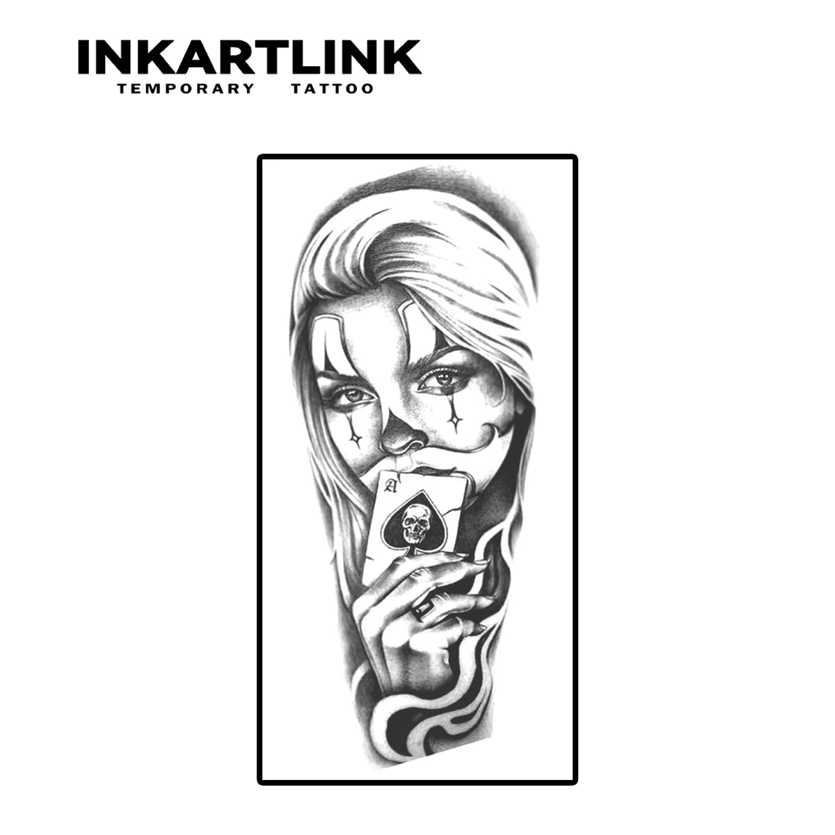 Poker Clown Semi-Permanent Tattoo – Waterproof Female Joker Design