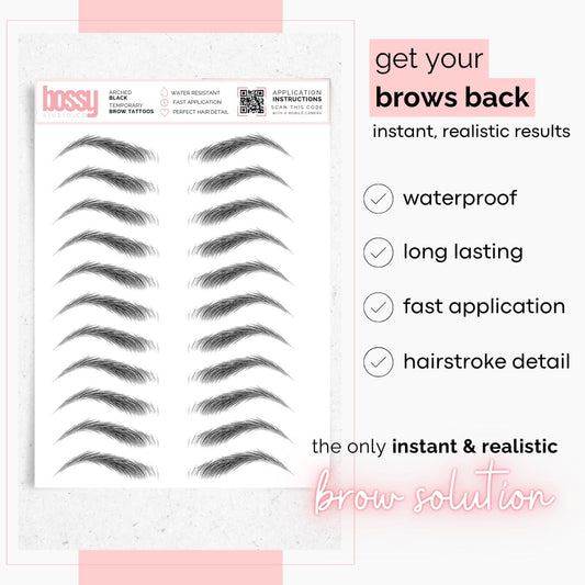 Temporary Eyebrow Tattoos – Waterproof Hair-Like Peel-Off Brow Stickers (Medium Brown, Variety Pack)