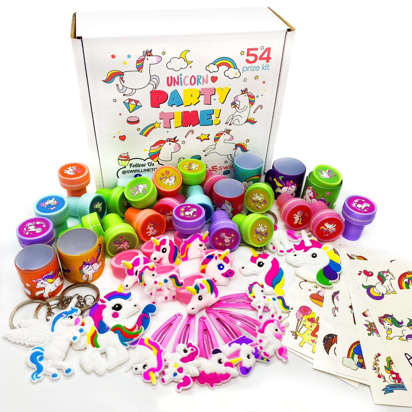 Unicorn Party Supplies Birthday Pinata Fillers Stamps Slap Bracelets 54 Pcs