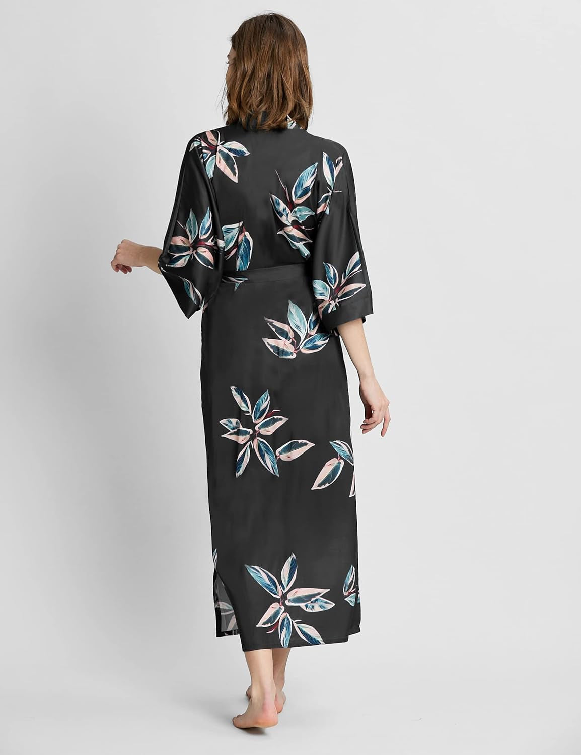 Satin Kimono Robe – Long Silky Cover-Up with Belt & Pockets | Bridal, Bachelorette & Party Robe (One Size)