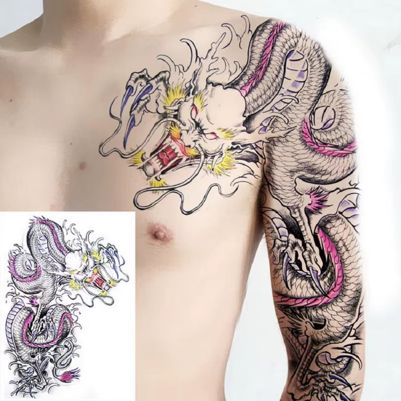 Shoulder & Upper Chest Temporary Tattoos – Japanese & Tribal Designs for Men | Waterproof Body Art | Long-Lasting & Bold
