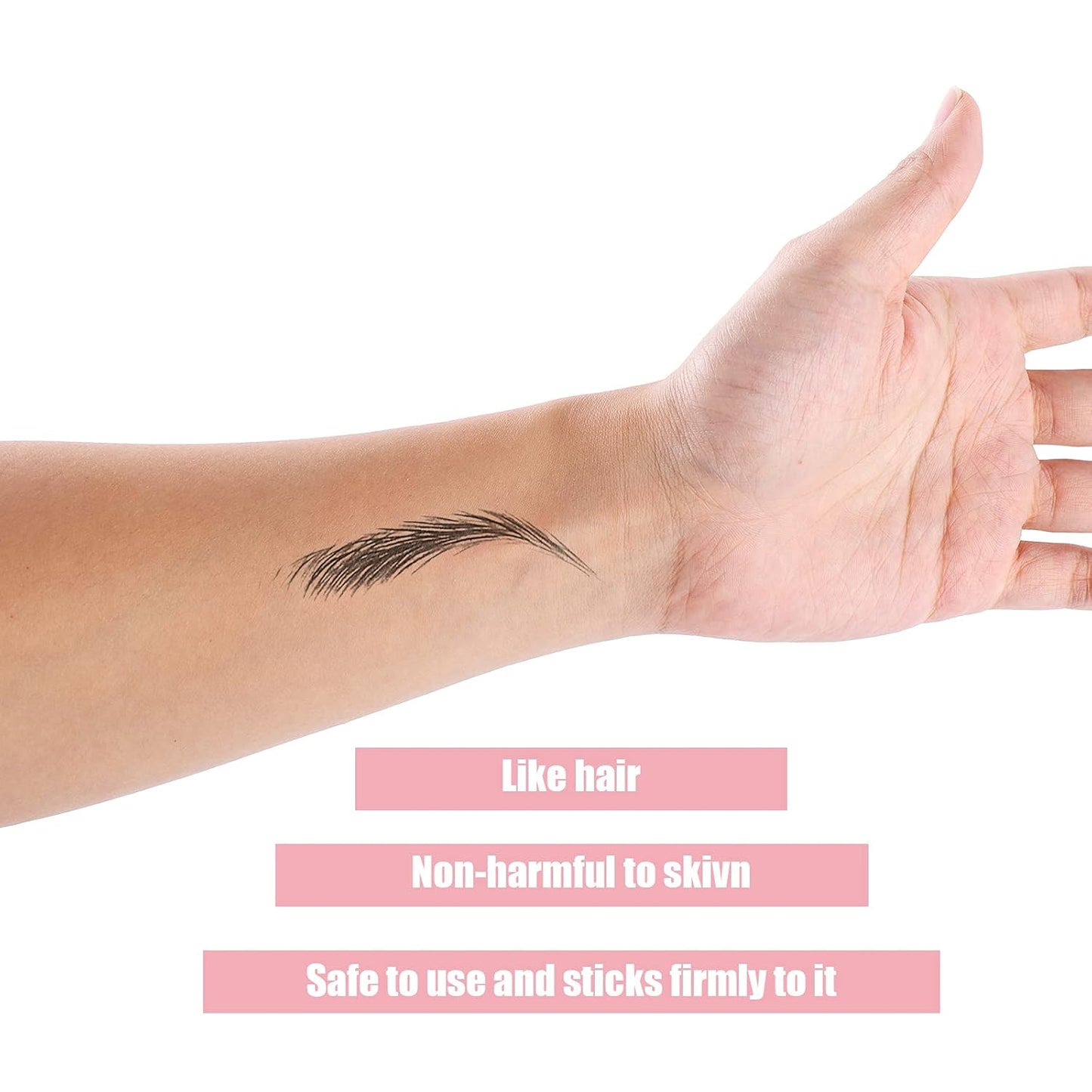 4D Eyebrow Tattoo Stickers – 6 Sheets, 66 Hair-Like Pairs (Black) – Waterproof, Long-Lasting, Natural Look