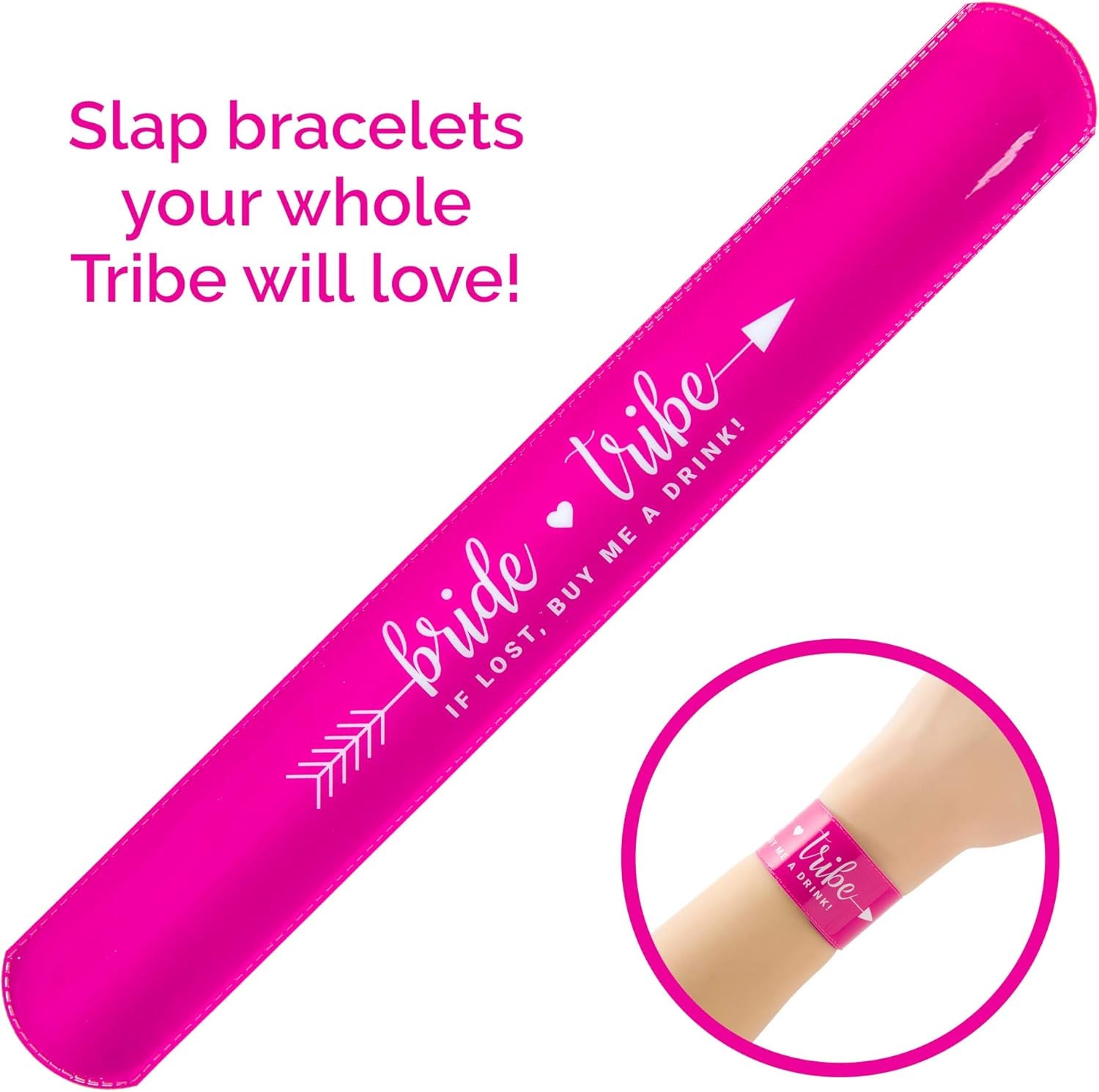 Bachelorette Slap Bracelets – 11 Pack | Bride Tribe Party Favors | Pink Bachelorette Accessories for Bride & Bridesmaids