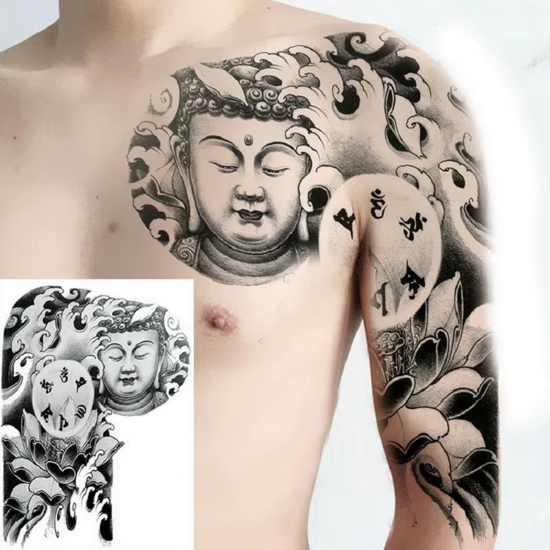 Shoulder & Upper Chest Temporary Tattoos – Japanese & Tribal Designs for Men | Waterproof Body Art | Long-Lasting & Bold