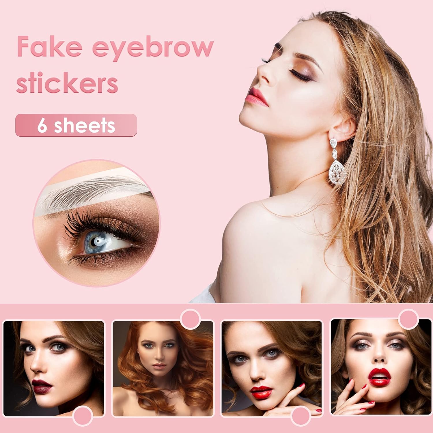 4D Eyebrow Tattoo Stickers – 6 Sheets, 66 Hair-Like Pairs (Black) – Waterproof, Long-Lasting, Natural Look