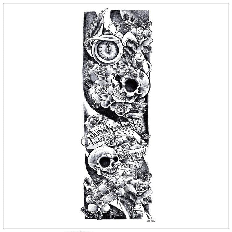 5-Piece Large Temporary Tattoo Sleeves – Waterproof, Full Arm Body Art for Men & Women | Skulls, Roosters & Swords