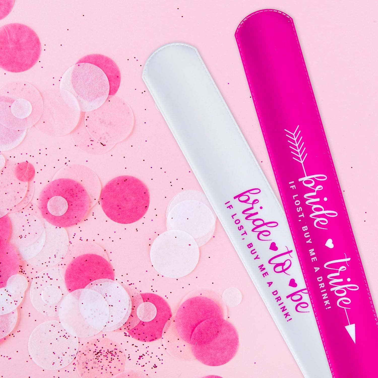 Bachelorette Slap Bracelets – 11 Pack | Bride Tribe Party Favors | Pink Bachelorette Accessories for Bride & Bridesmaids