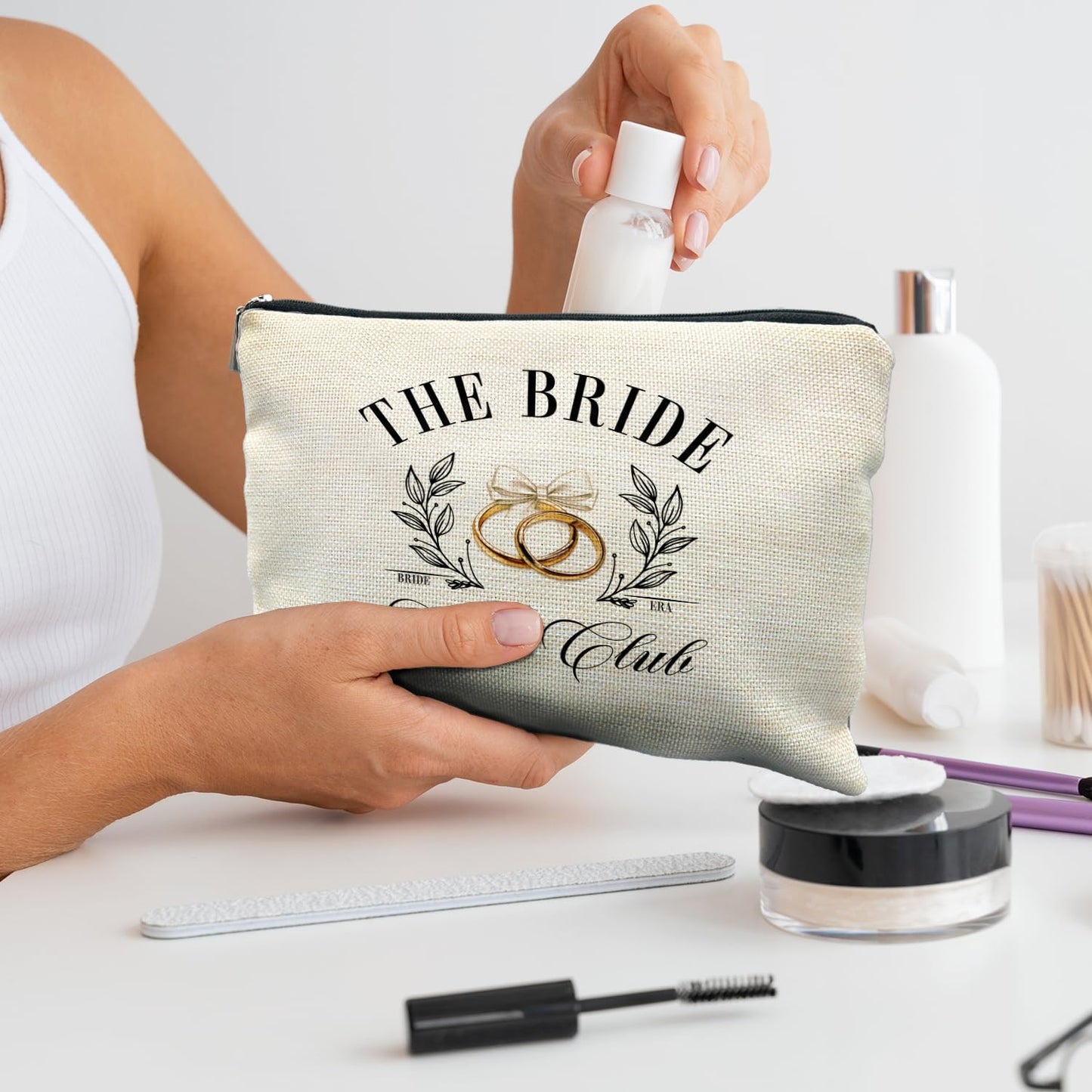 Bride Makeup Bag – Wedding Gift for Bride | Bridal Shower, Bachelorette Party & Bride-to-Be Cosmetic Bag