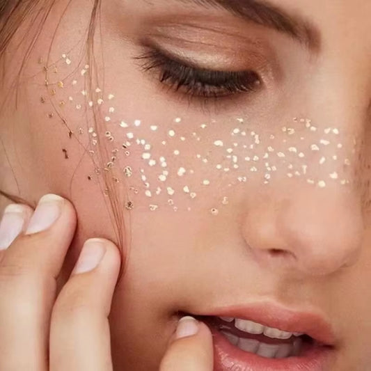 Golden Freckles Face Stickers – Glitter Face Tattoos for Festivals, Bachelorette & Party Makeup | Bright Freckle Face Jewels & Gems Decoration