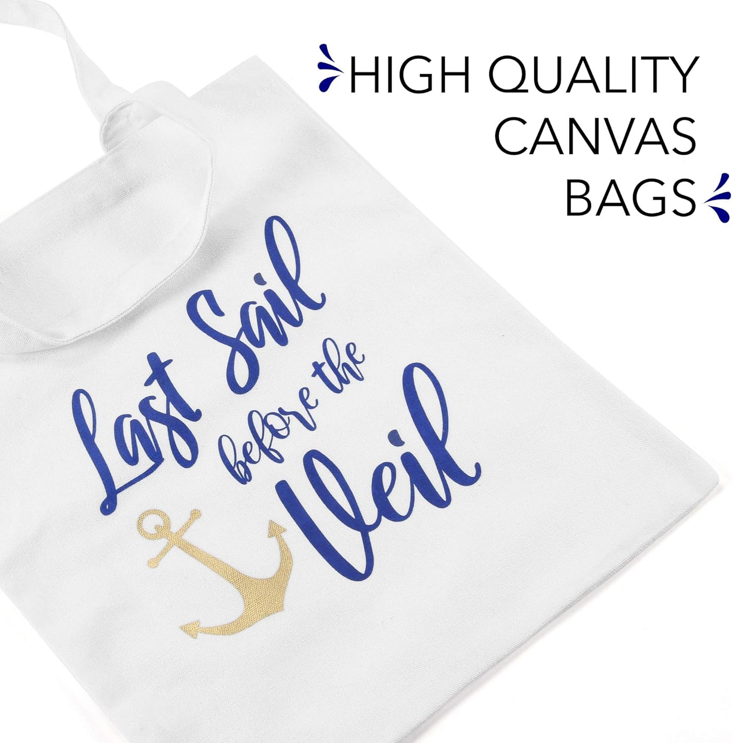 Nautical Bachelorette Party Canvas Bags – 12 Pack | “Last Sail Before the Veil” Bride & Bridesmaid Tote Bags | Nautical Bachelorette Party Favors & Decorations