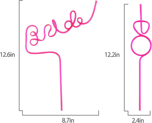Bride & Diamond Ring Straws – 11PCS Bachelorette Party Drink Decor | Pink Bridal Shower & Hen Party Accessories | Reusable Plastic Straws