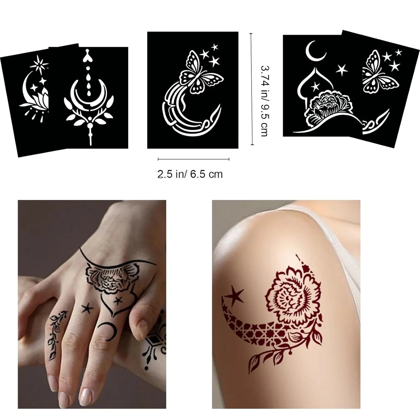 Henna Glow Stencil Set – 16 Sheets of Reusable Tattoo Stencils for Women & Girls