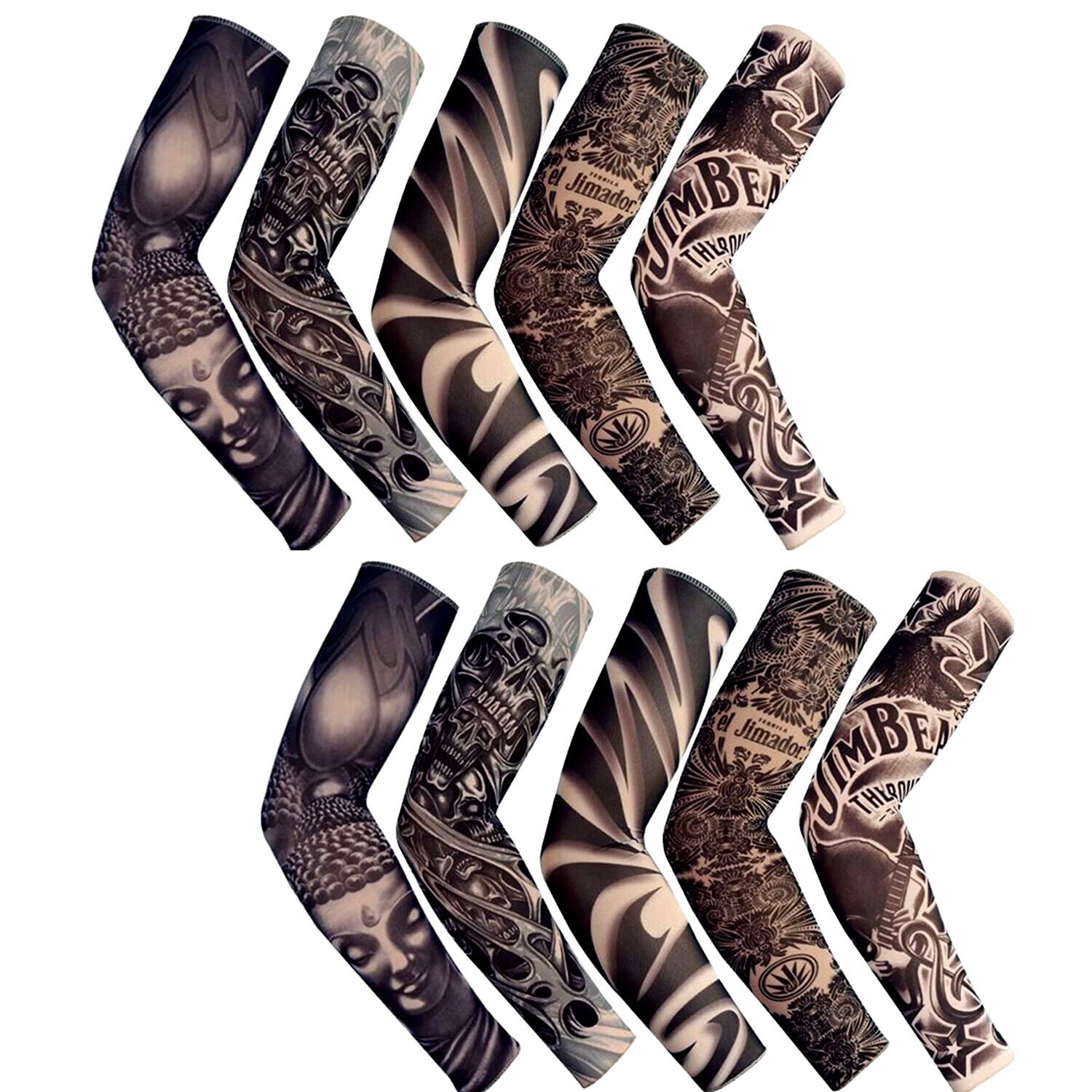5 Pairs Tattoo Arm Sleeves – UV Protection Cooling Covers for Outdoor Activities