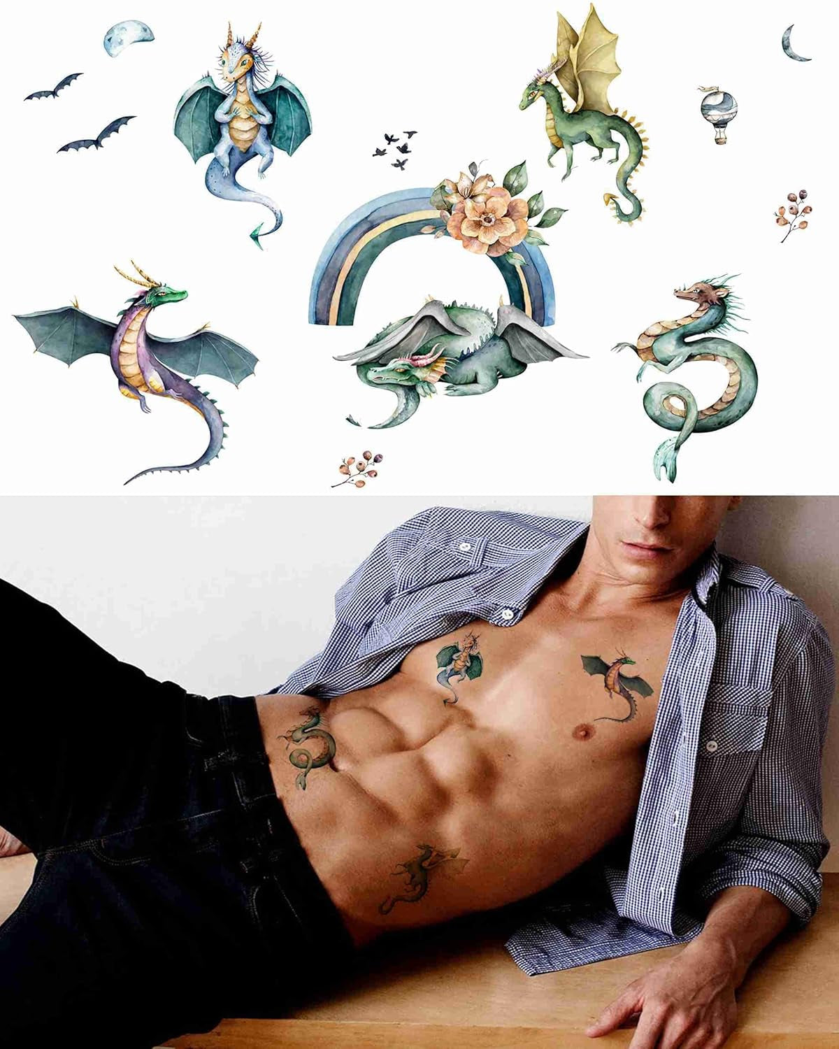 Dragon Temporary Tattoos – Bold Body Art for Arms, & Sleeves