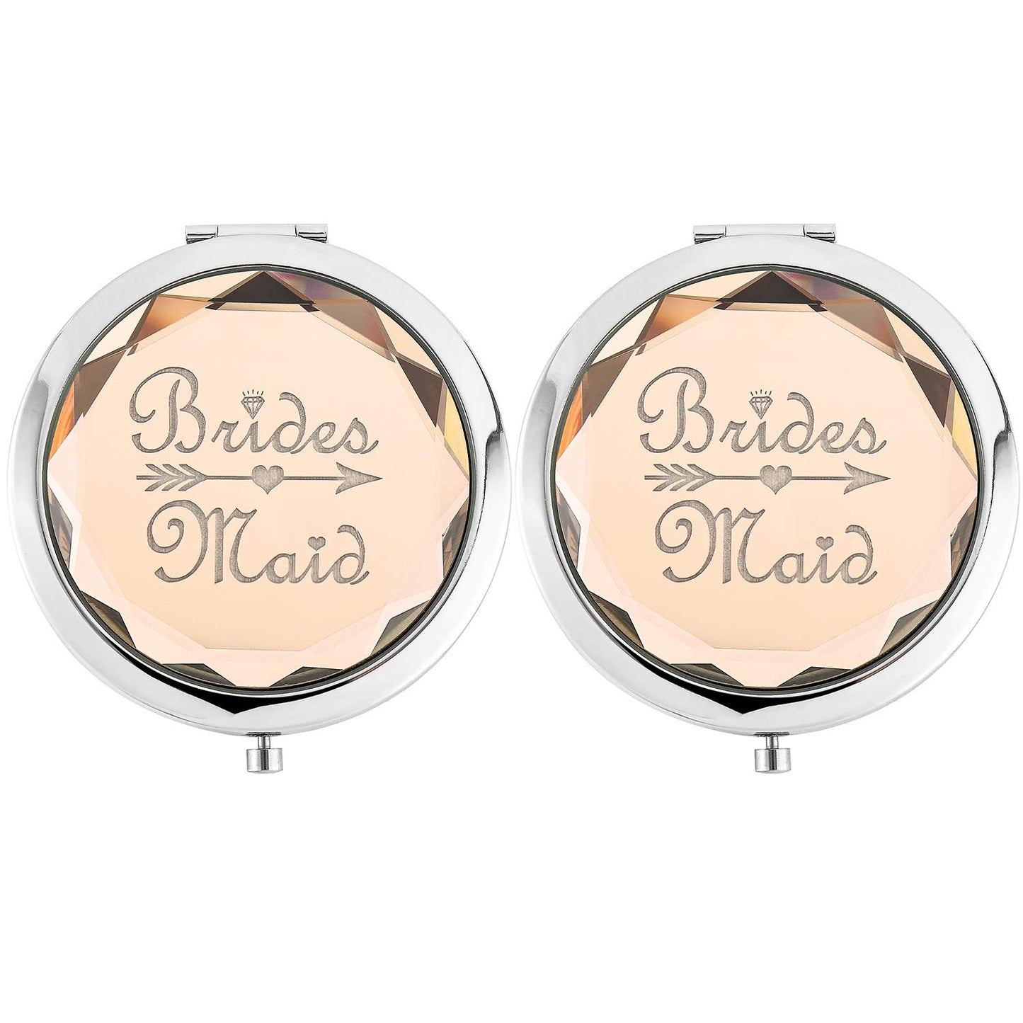 2 Pack Bachelorette Party Gifts for Bride,2 Bridesmaid Makeup Mirror,Crystal Pocket Compact Makeup Mirror Wedding Bridesmaid Gifts-Mirror for Bridal Party,Bridesmaid Proposal Gifts (Champagne)