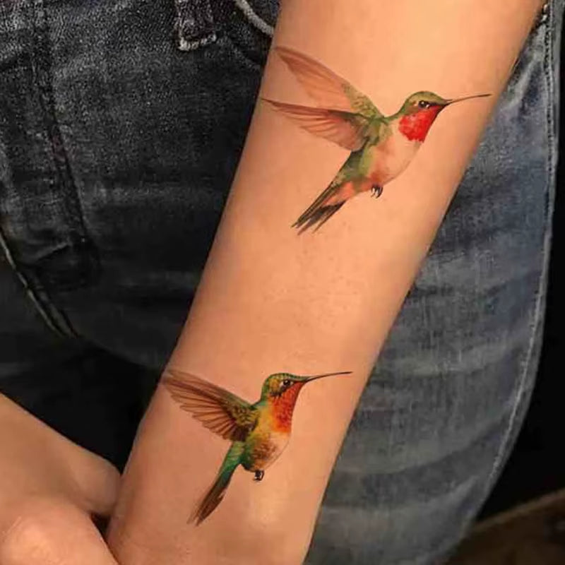 8 Sheets Watercolor Hummingbird Temporary Tattoos for Women Dragonfly Birds Body Art Tatoos Waterproof Fake DIY Painting Tattoos