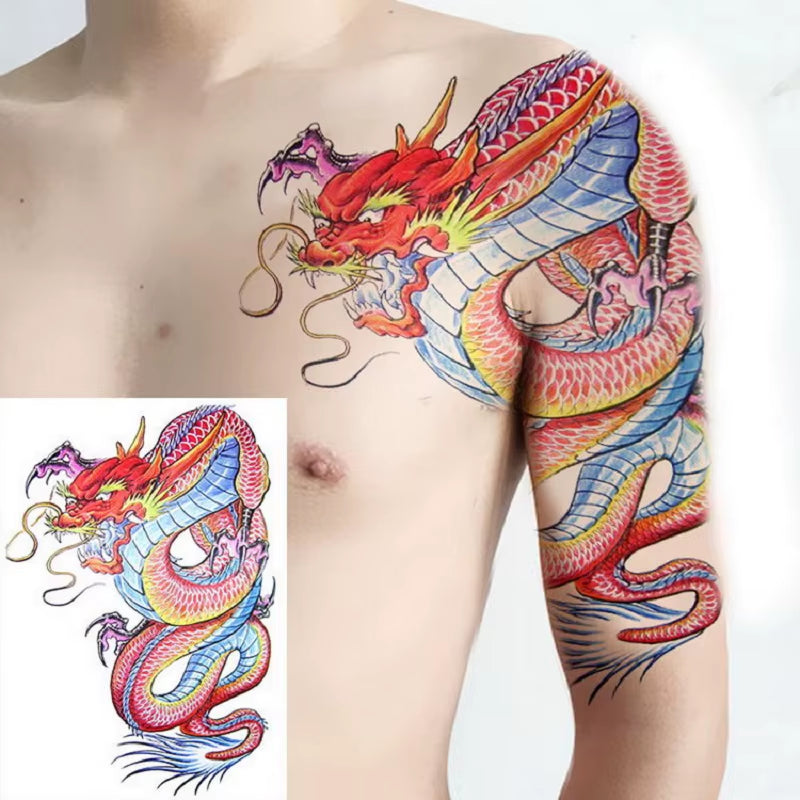 Shoulder & Upper Chest Temporary Tattoos – Japanese & Tribal Designs for Men | Waterproof Body Art | Long-Lasting & Bold